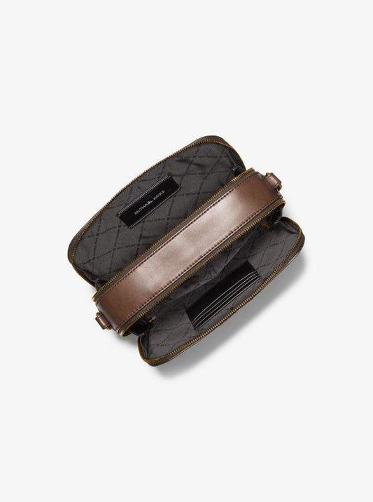 Hudson Logo Embossed Burnished Leather Crossbody Bag