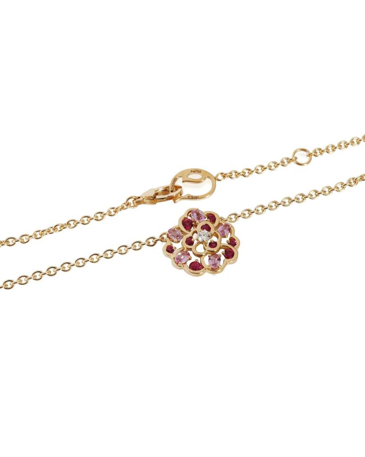 Chanel Fil De Camelia Diamond Necklace in 18k 18KT Yellow Gold FG VS 0.10 CTW