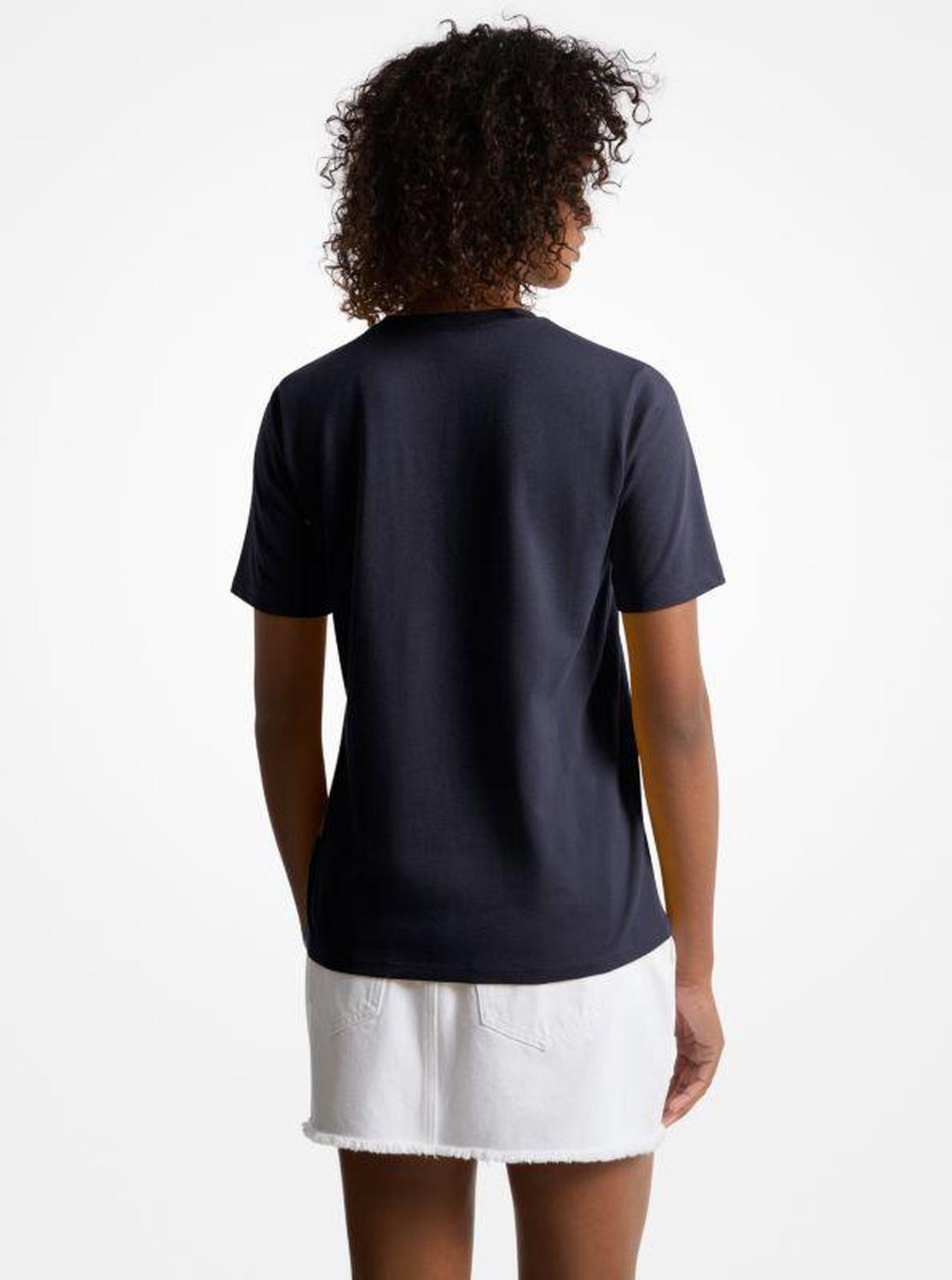 Sequined Logo Cotton T-Shirt