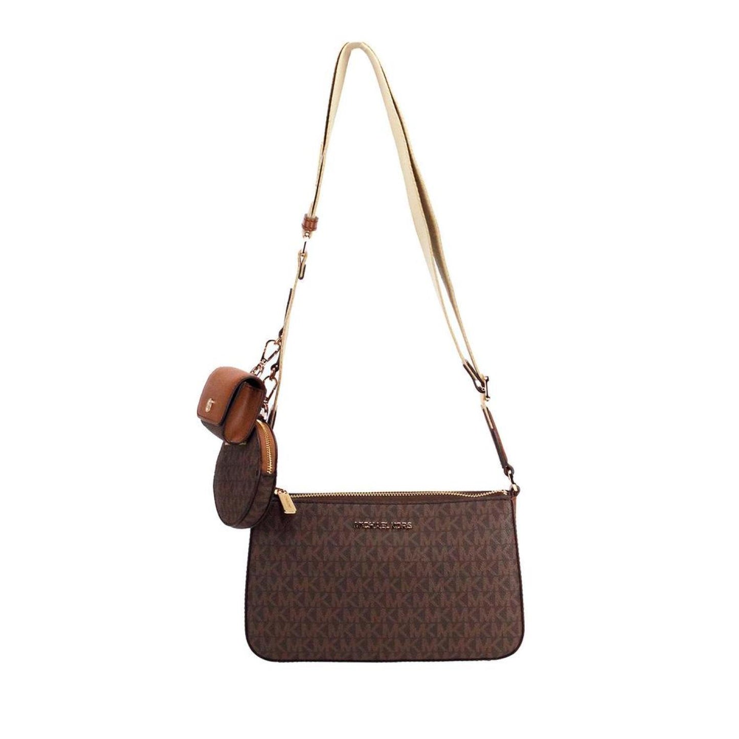 Michael Kors Jet Set Signature PVC Crossbody Tech Attachment Bag Women's Purse