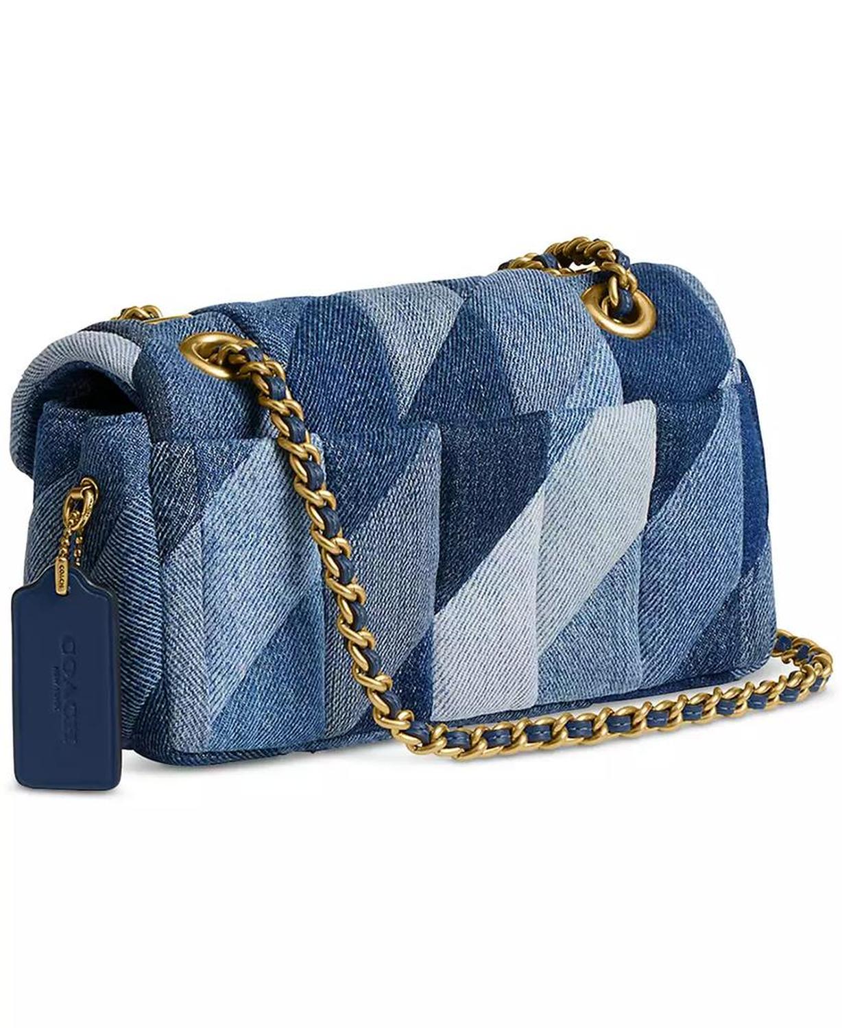 Tabby Mini Denim Shoulder Bag 20 with Patchwork Quilting