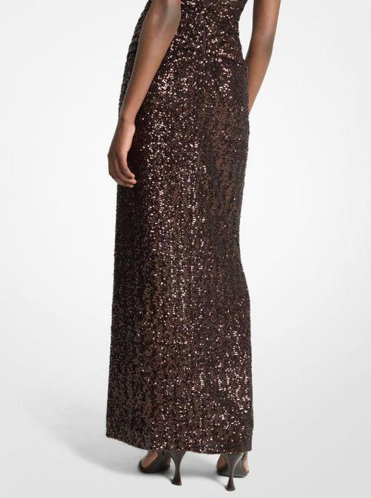 Sequin Stretch Pareo Maxi Skirt