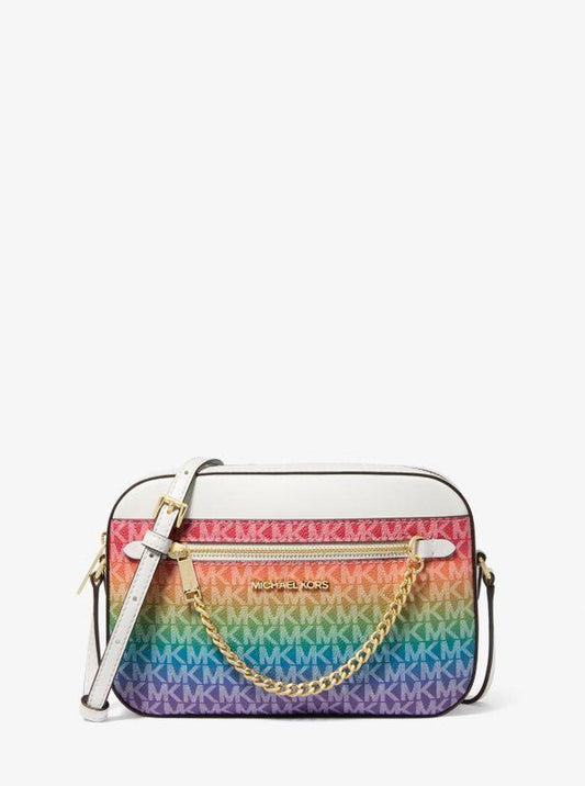 Jet Set Large Rainbow Signature Logo Crossbody Bag