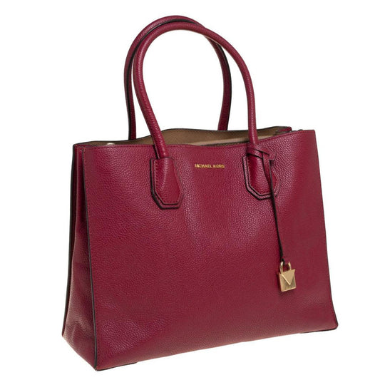 Michael Kors Burgundy Grained Leather Large Mercer Tote