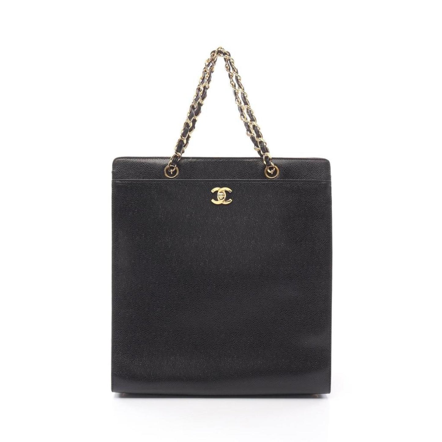 Coco Mark Chain Handbag Chain Tote Bag Caviar Skin Gold Hardware