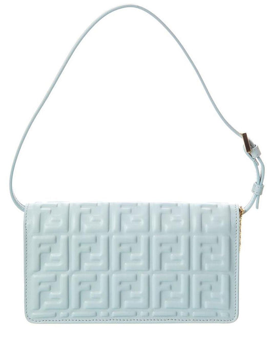 FENDI Baguette FF Leather Wallet On Chain