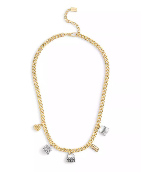 Faux Cultivated Pearl Signature Handbag Charm Bib Necklace