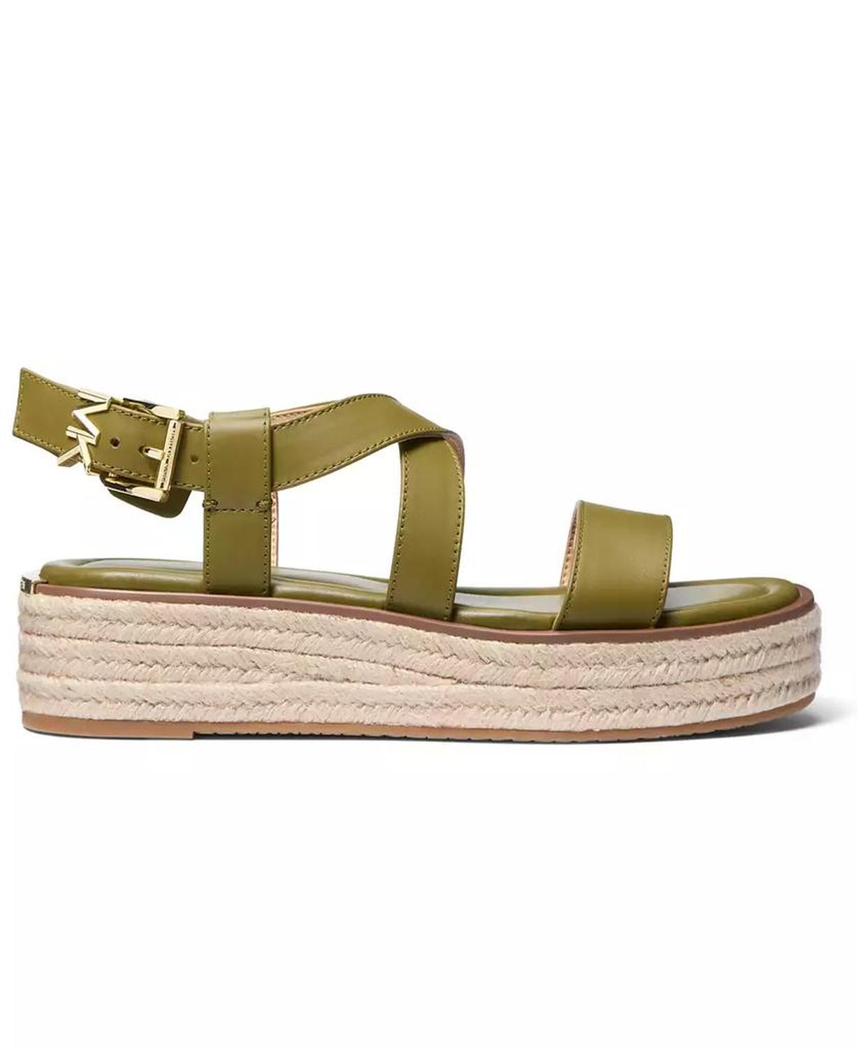 MICHAEL Lynn Leather Buckled Espadrille Sandals