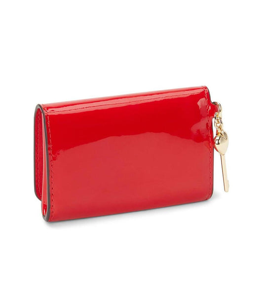 Key To My Heart Embossed Patent Leather Flap Card Case