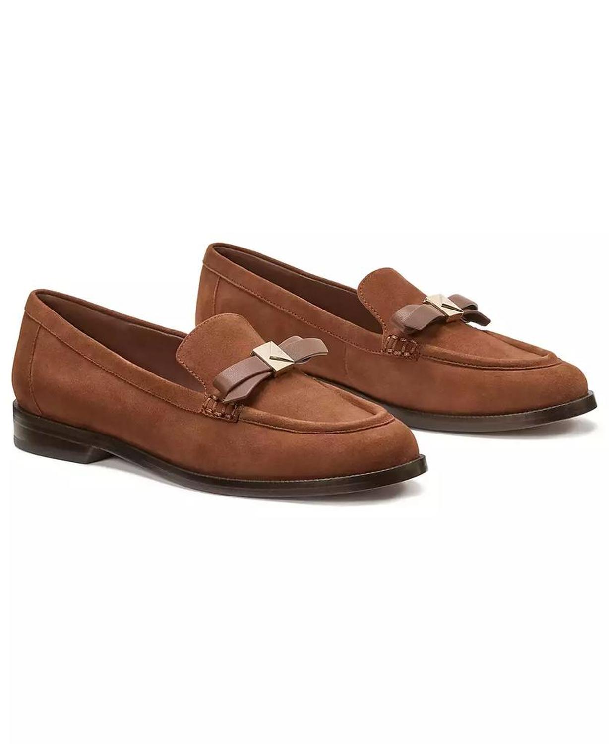 Women's Deco Bow Pebbled Leather Loafers