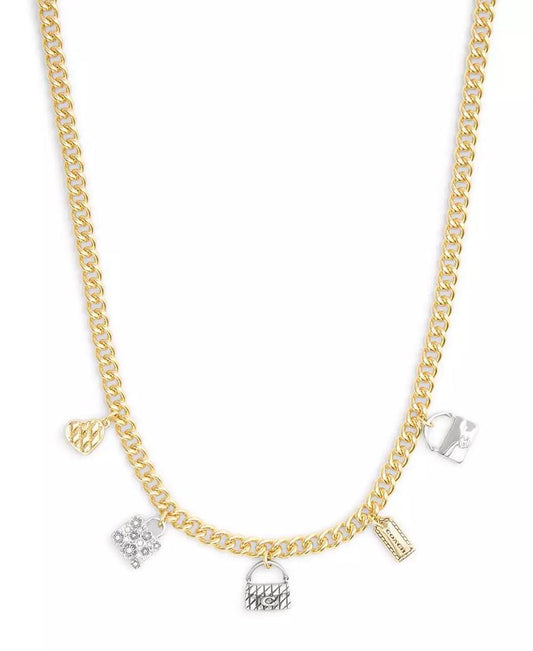 Faux Cultivated Pearl Signature Handbag Charm Bib Necklace