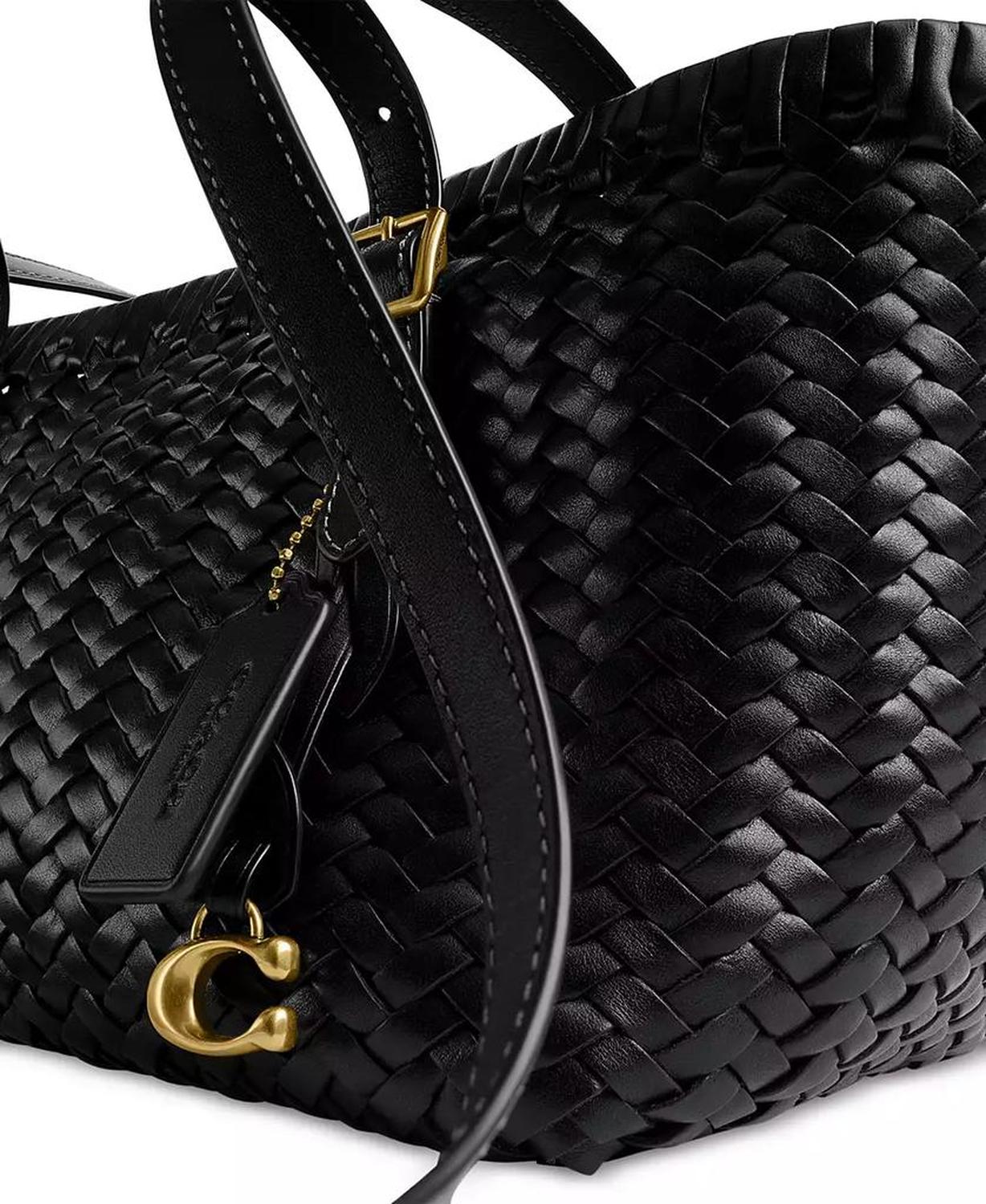 Woven Leather Swing Tote Bag