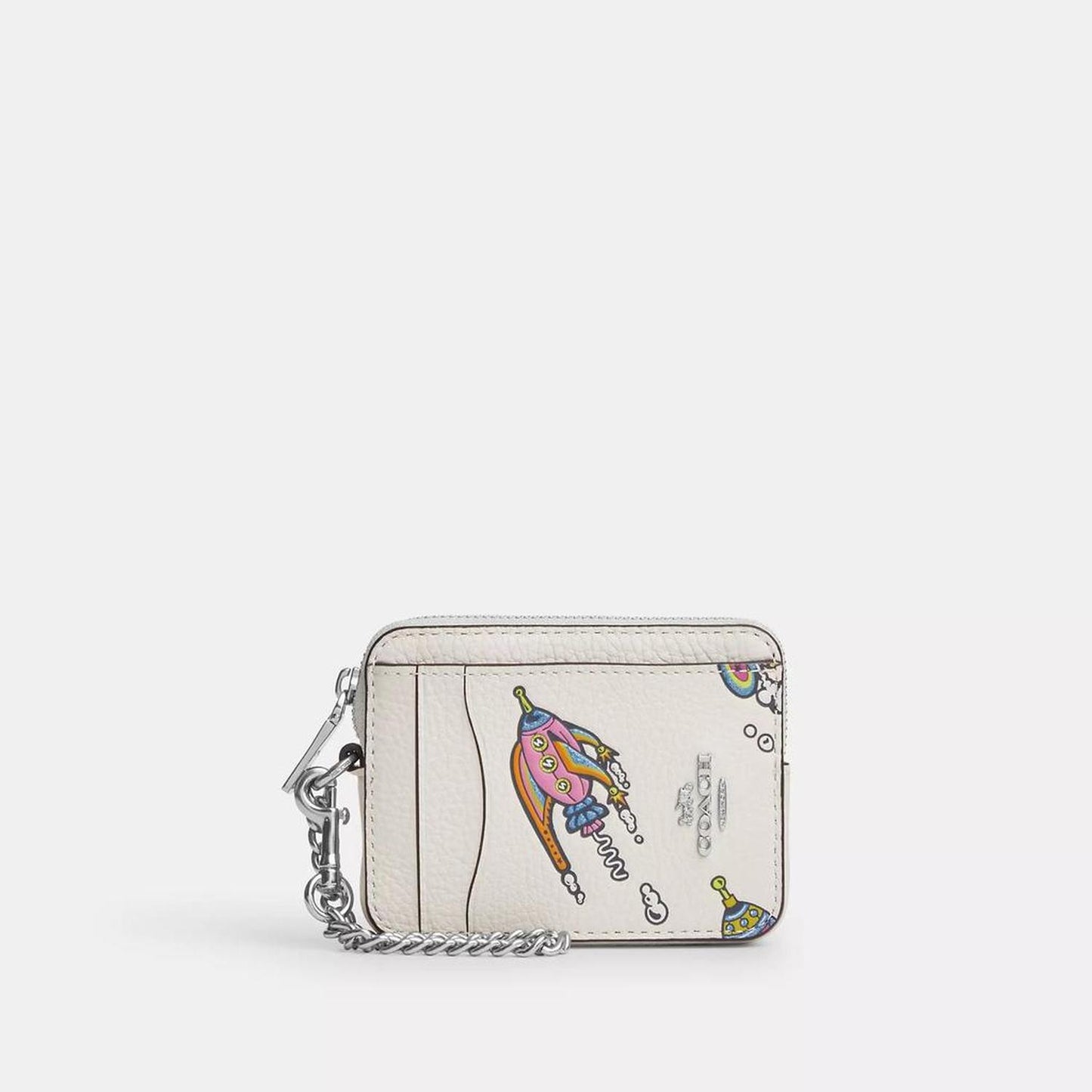 Cosmic Coach Zip Card Case With Rocket Print