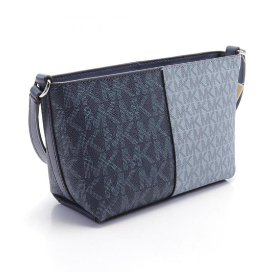 blue Navy Coated Canvas Leather Shoulder Bag Weekend Bag (Pre-Owned)