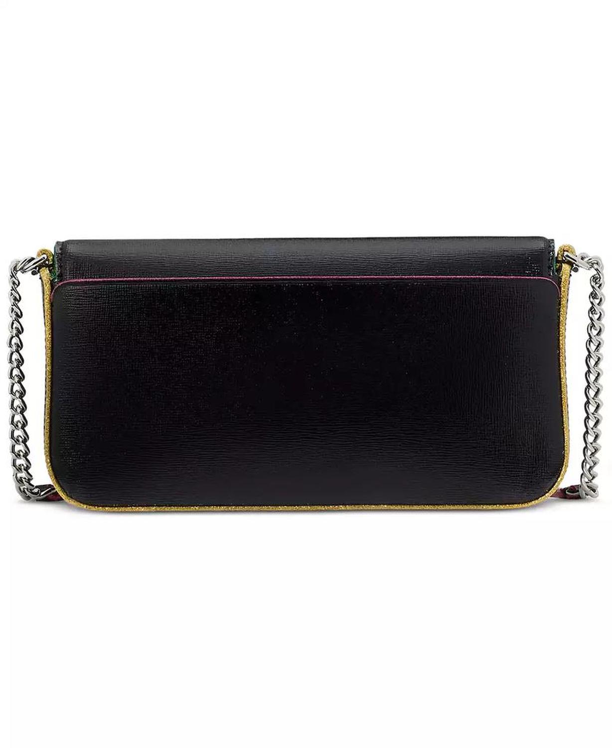 Devin Glitter Edge Saffiano Flap Chain Wallet