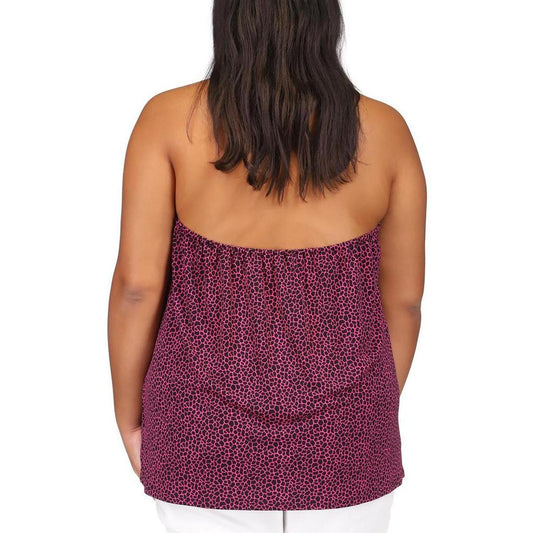 Plus Womens Open Back Animal Print Halter Top