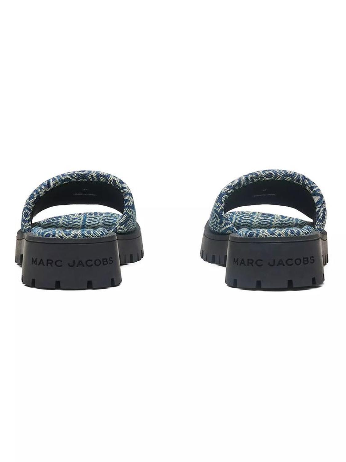 The Slide Denim Monogram Sandals