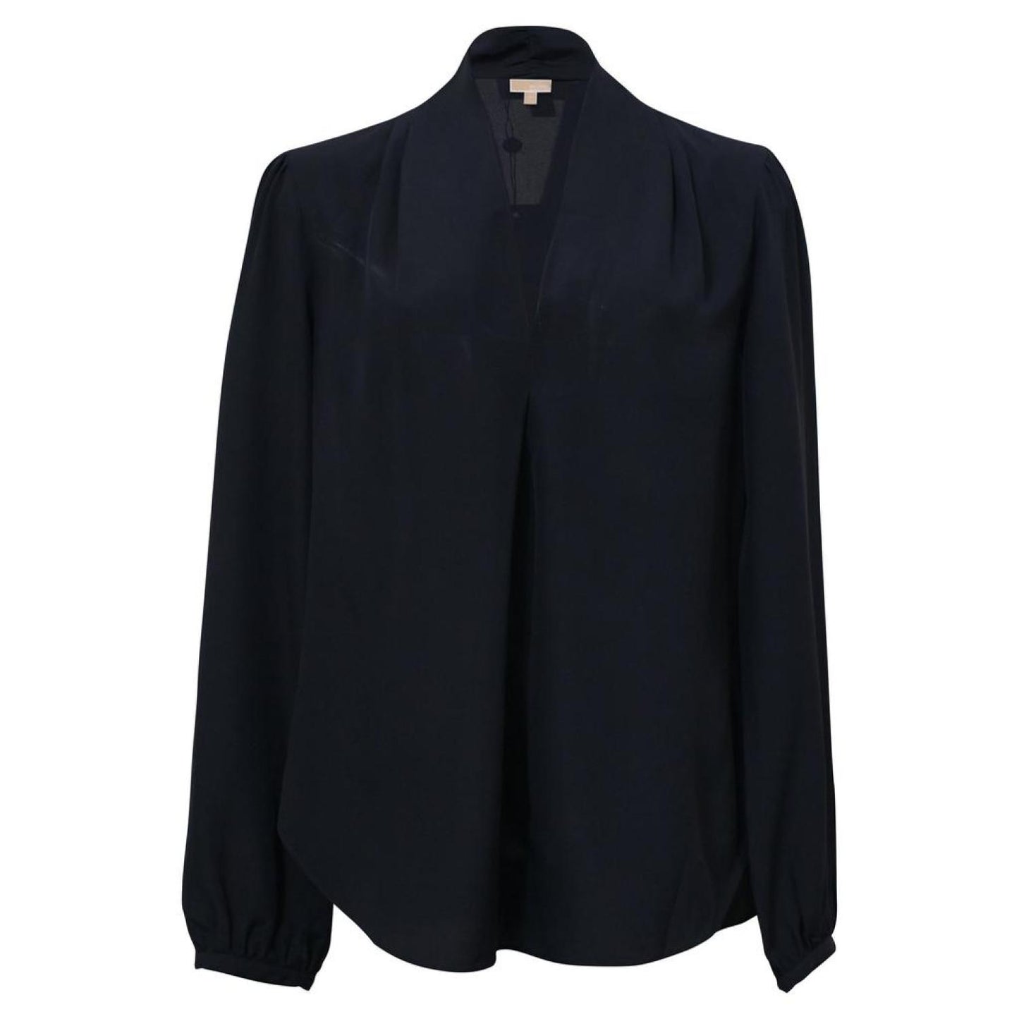 Michael Michael Kors V-Neck Blouse in Navy Blue Silk