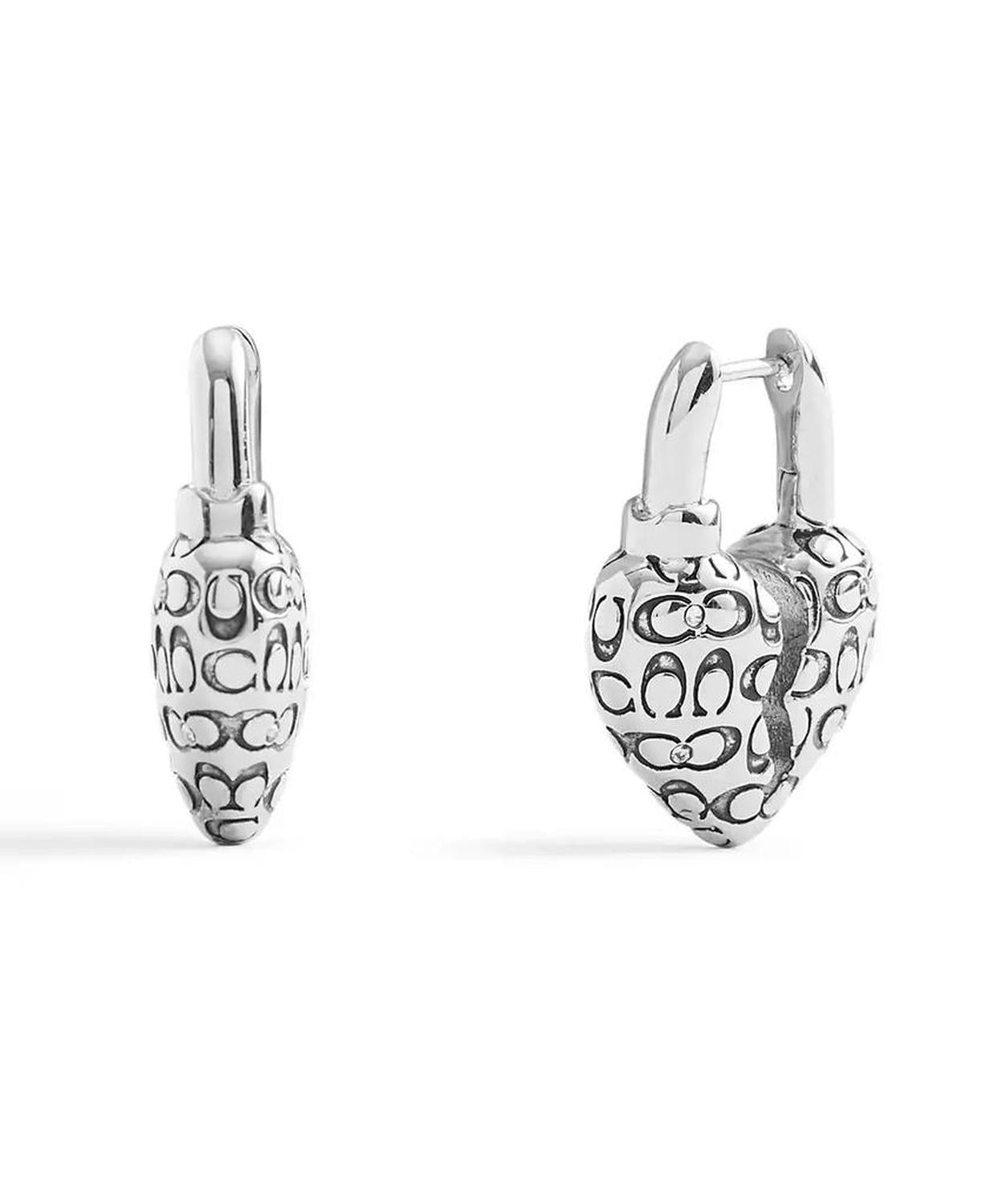 Faux Stone Signature Quilted Broken Heart Huggie Earrings
