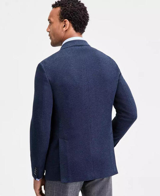 Men's Classic-Fit Stretch Midnight Herringbone Knit Sport Coat