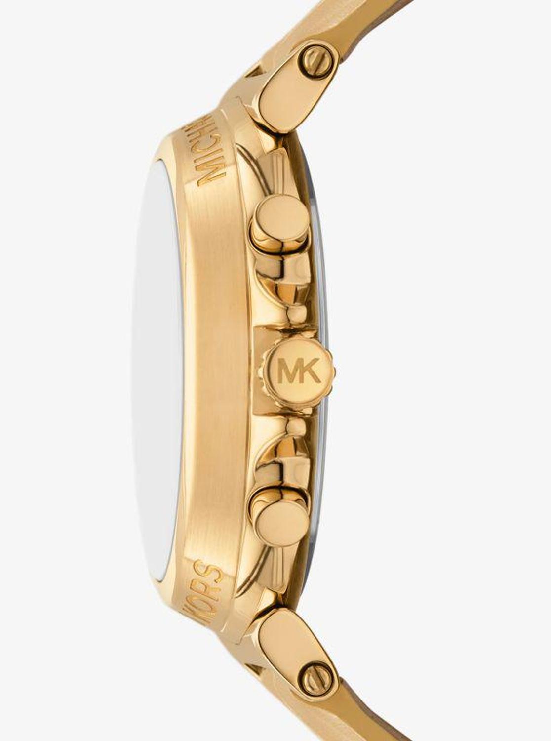Oversized Maren Gold-Tone and Metallic Crocodile Embossed Leather Watch