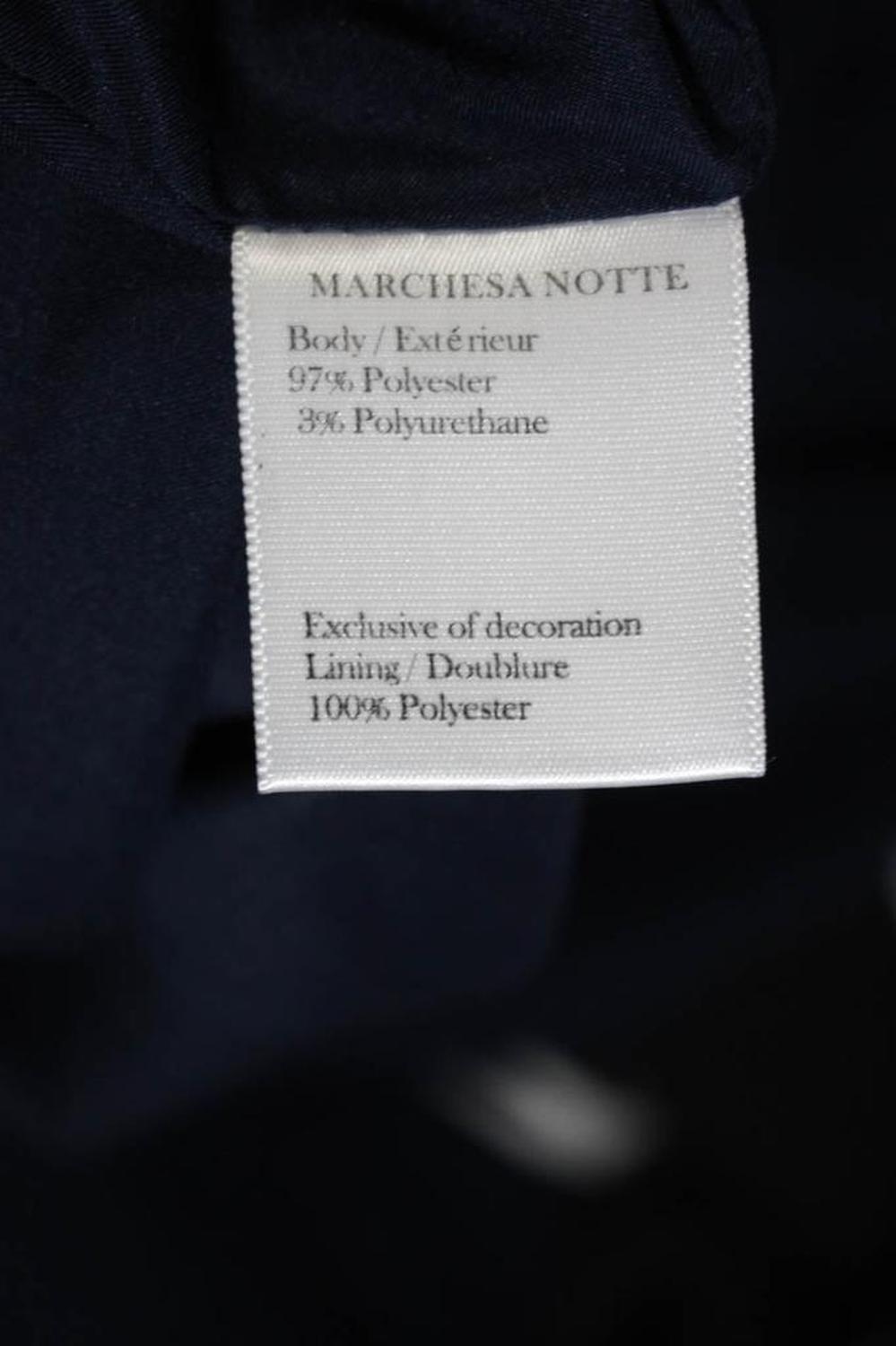 Marchesa Notte Womens Back Zip Side Slit Satin Embellished Gown Navy