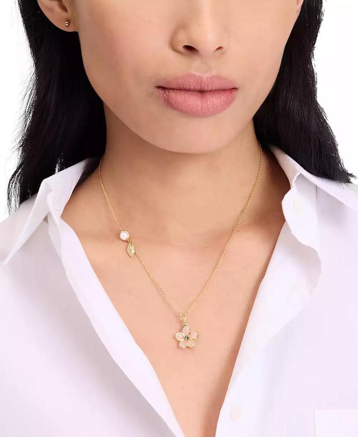Gold-Tone Pastel Petals Pendant Necklace, 16" + 3" extender