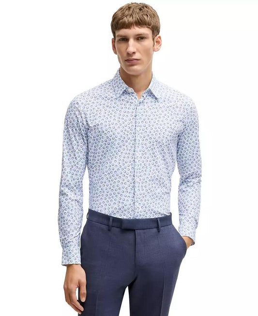 Men's Floral Print Slim Fit Dress Shirt