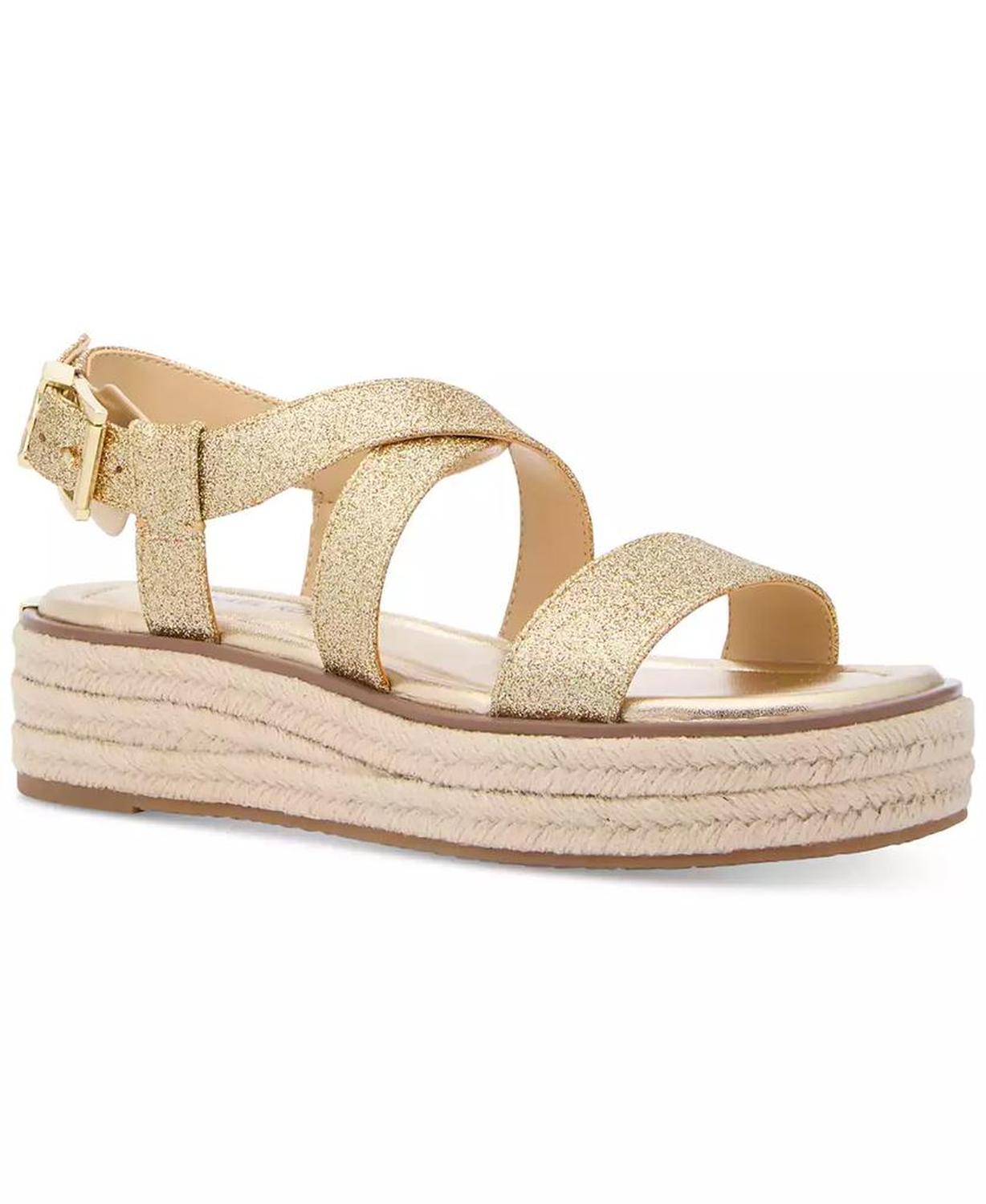 MICHAEL Lynn Leather Buckled Espadrille Sandals