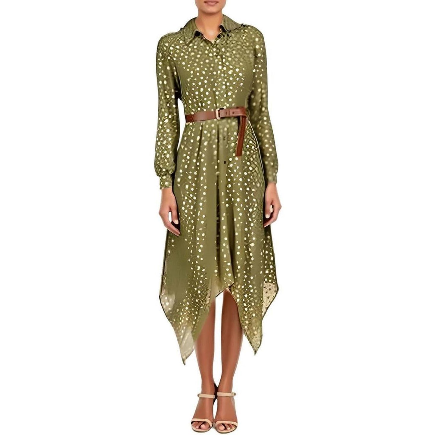 Womens Handkerchief Hem Polyester Midi Dress