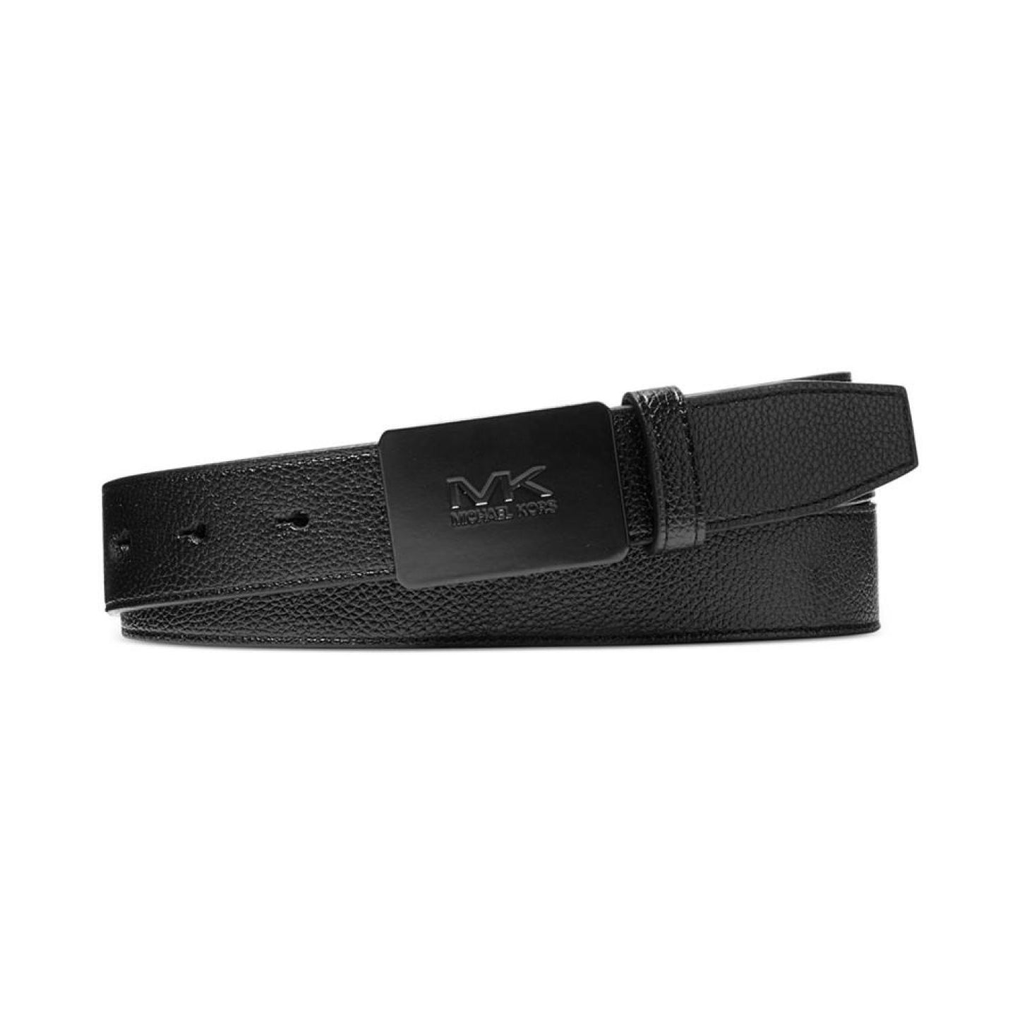 Men's Fast Faux-Leather MK Plaque-Buckle Belt