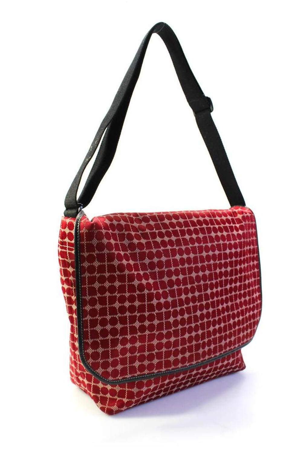 Kate Spade New York Womens Red Printed Flap Messenger Bag Handbag