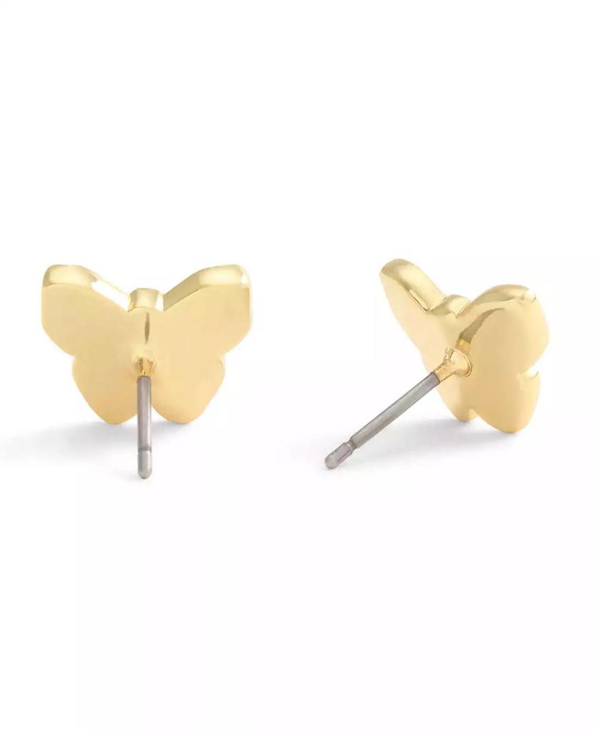 White Enamel Signature Butterfly Stud Earrings