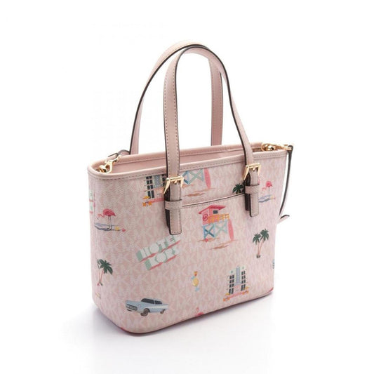 pink Coated Canvas Leather Tote Bag (Pre-Owned)