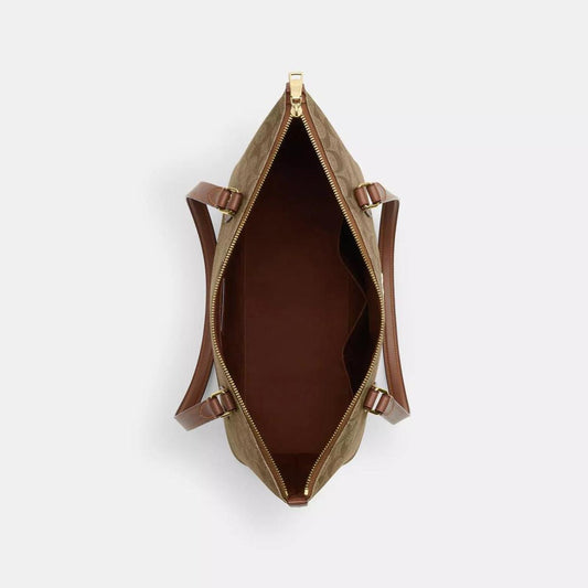 Coach Outlet Gallery Tote In Signature Canvas With Floral Horse And Carriage