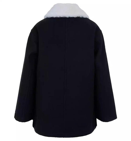 Big Girls Faux Wool Collar Jacket