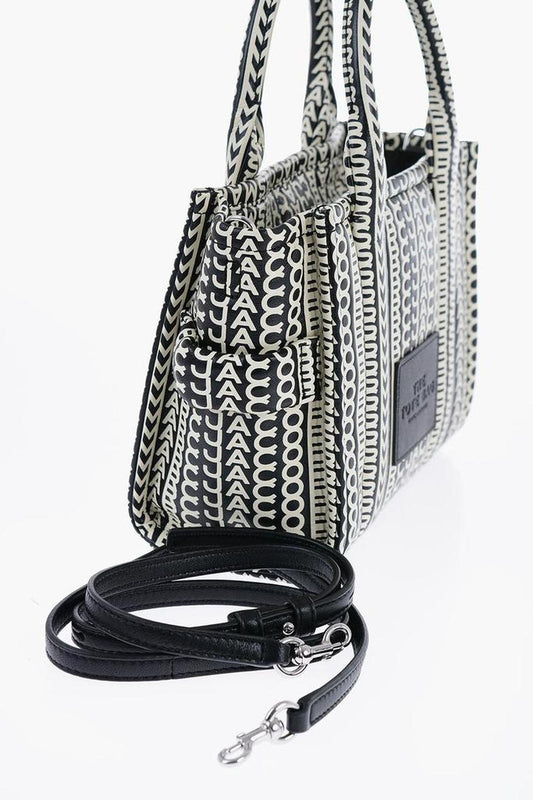 Printed Leather Tote Bag With Monogrammed Motif