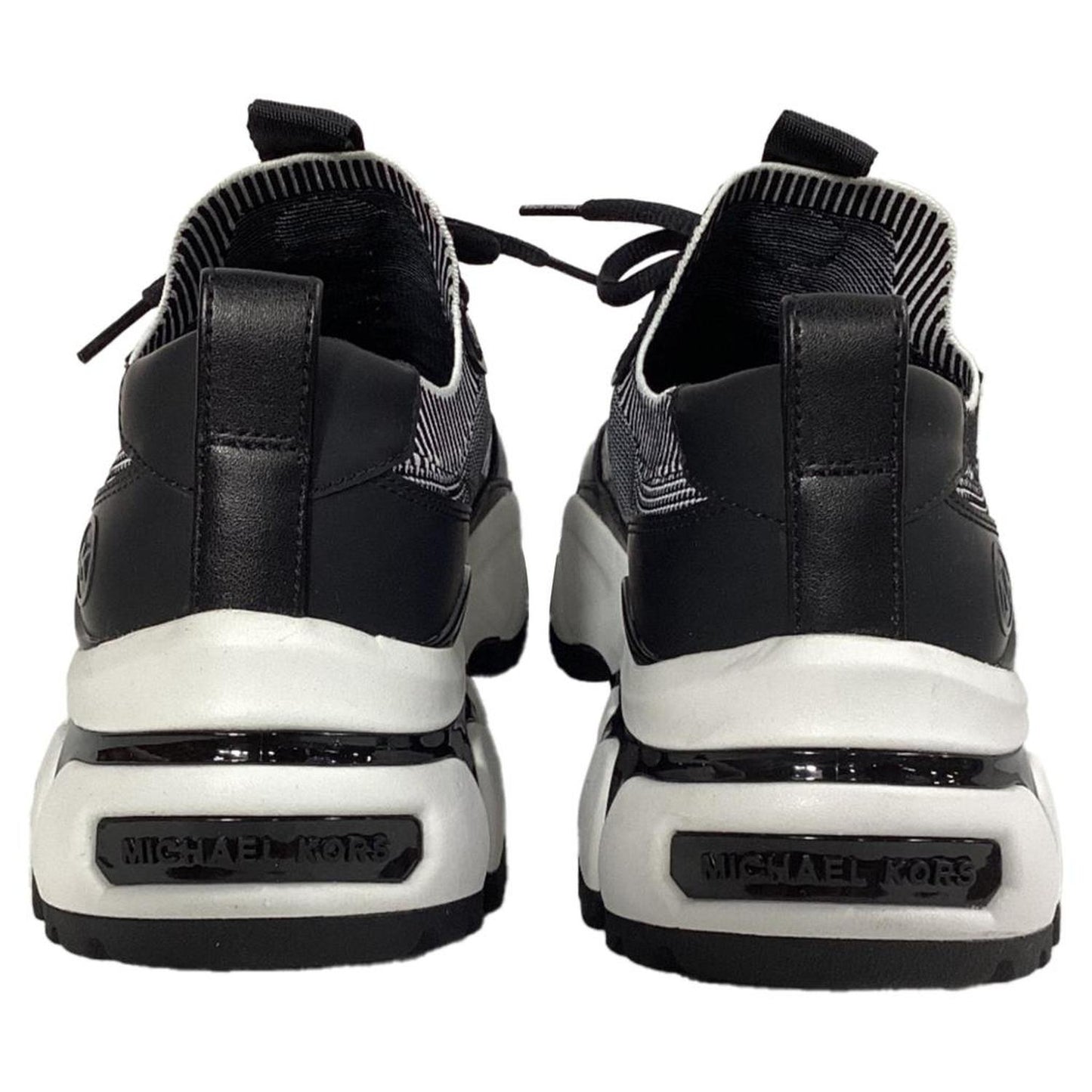 Darius Two-Tone Stretch Knit Trainer in Black and White Synthetic