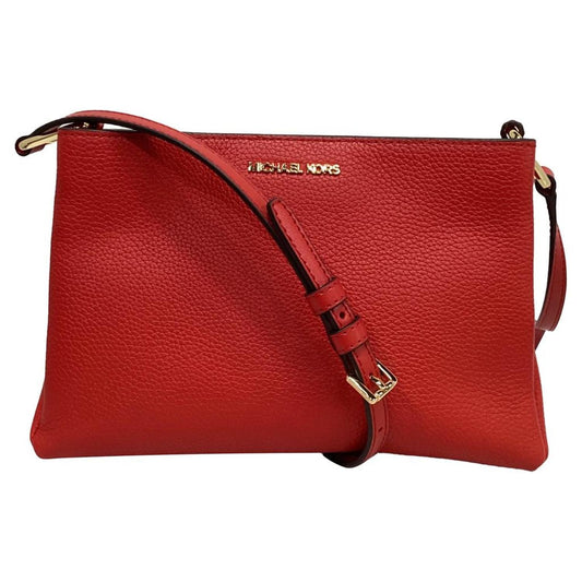 Triple Compartment Purse in Red Leather