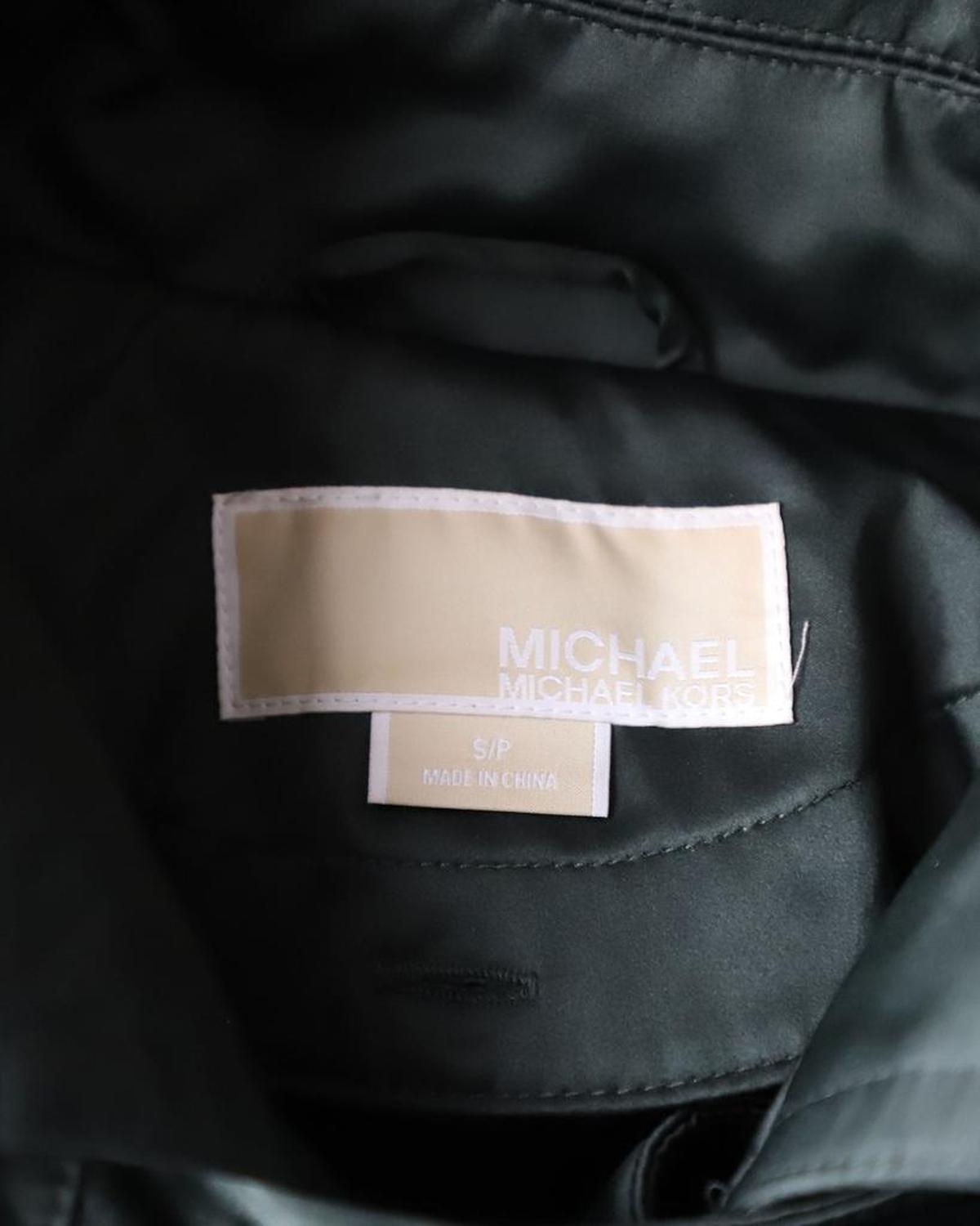 Michael Michael Kors Double-Breasted Trench Coat in Olive Polyester