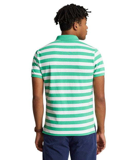 Classic Fit Striped Mesh Polo Shirt