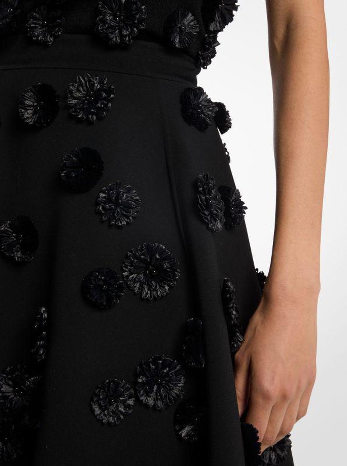 Hand-Embroidered Floral Wool Crepe Circle Skirt