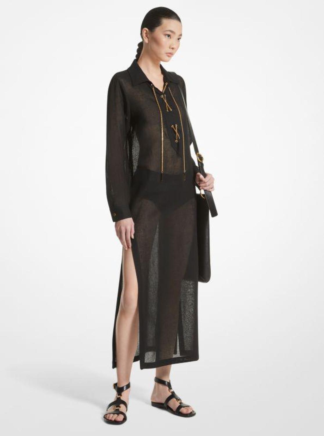 Linen Gauze Lace-Up Caftan