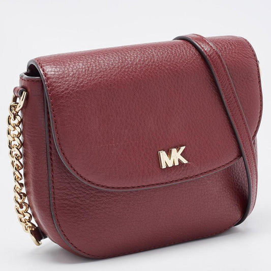 Michael Kors Burgundy Leather Mott Crossbody Bag