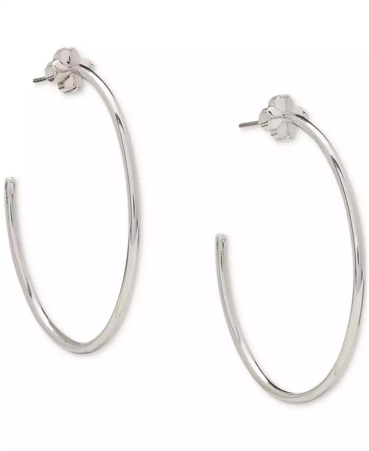 Spade Flower Medium Hoop Earrings, 1.63"