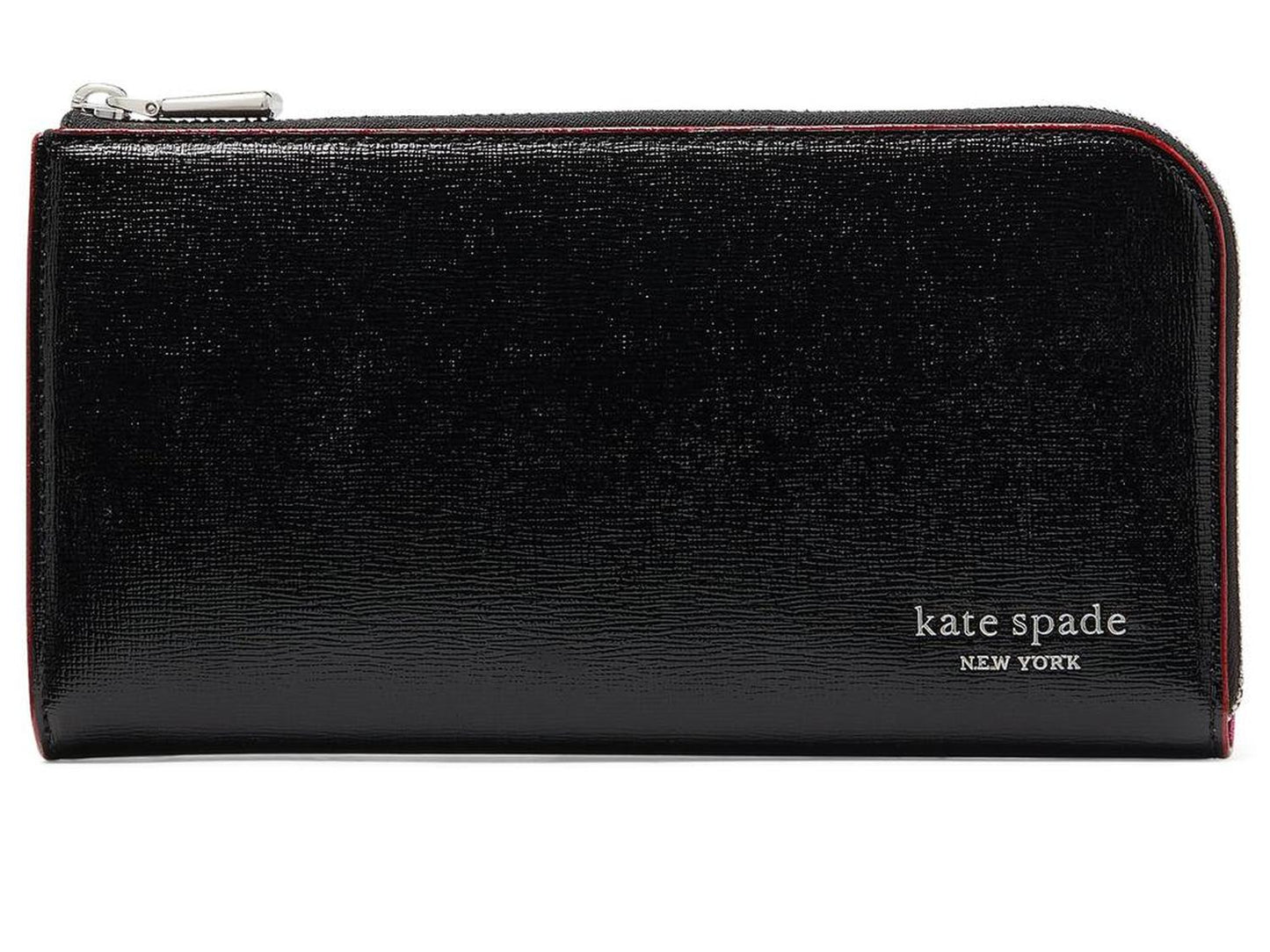 Devin Glitter Edge Shiny Saffiano Zip Around Continental Wallet