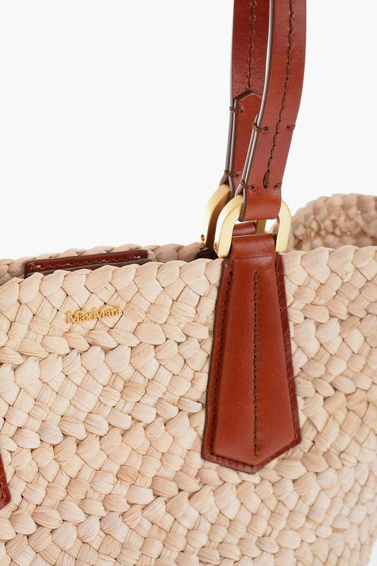 Braided Straw Panierm Tote Bag With Double Handle