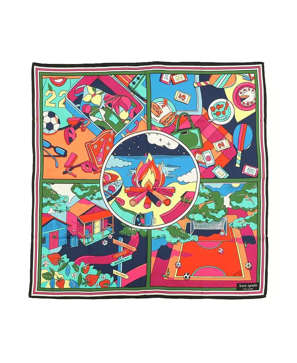 Women's Summer Scene Silk Square Scarf