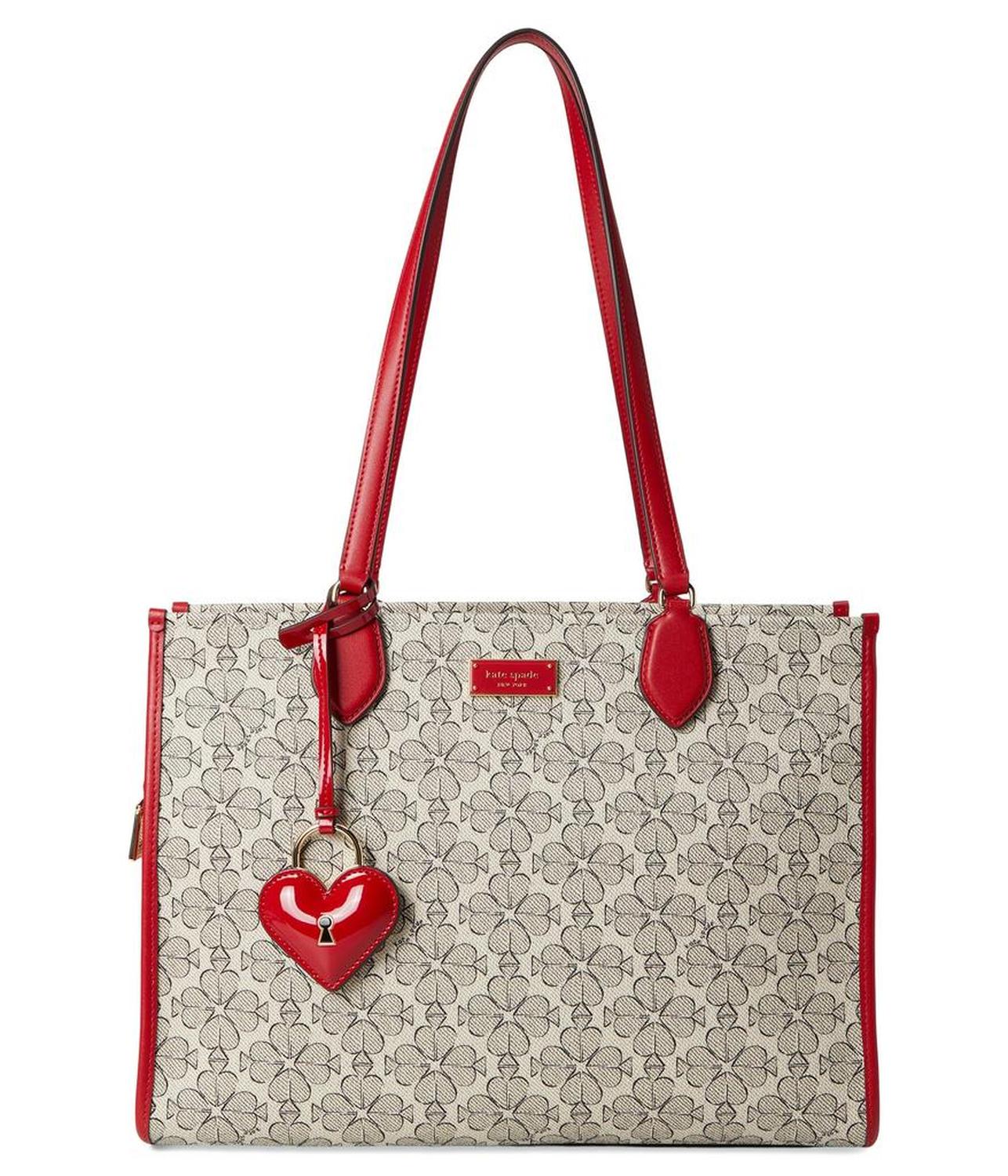 Spade Flower Coated Canvas Vday Spade Flower Coated Canvas Large Market Tote With Dangle