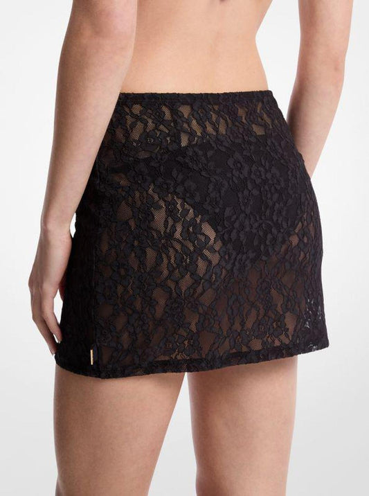 Floral Lace Stretch Nylon Skirt